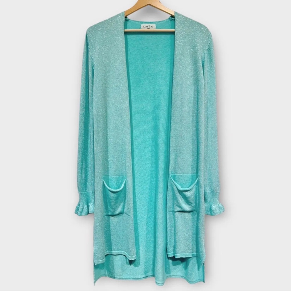 MADE IN ITALY Women's Turquoise Cardigan Sweater